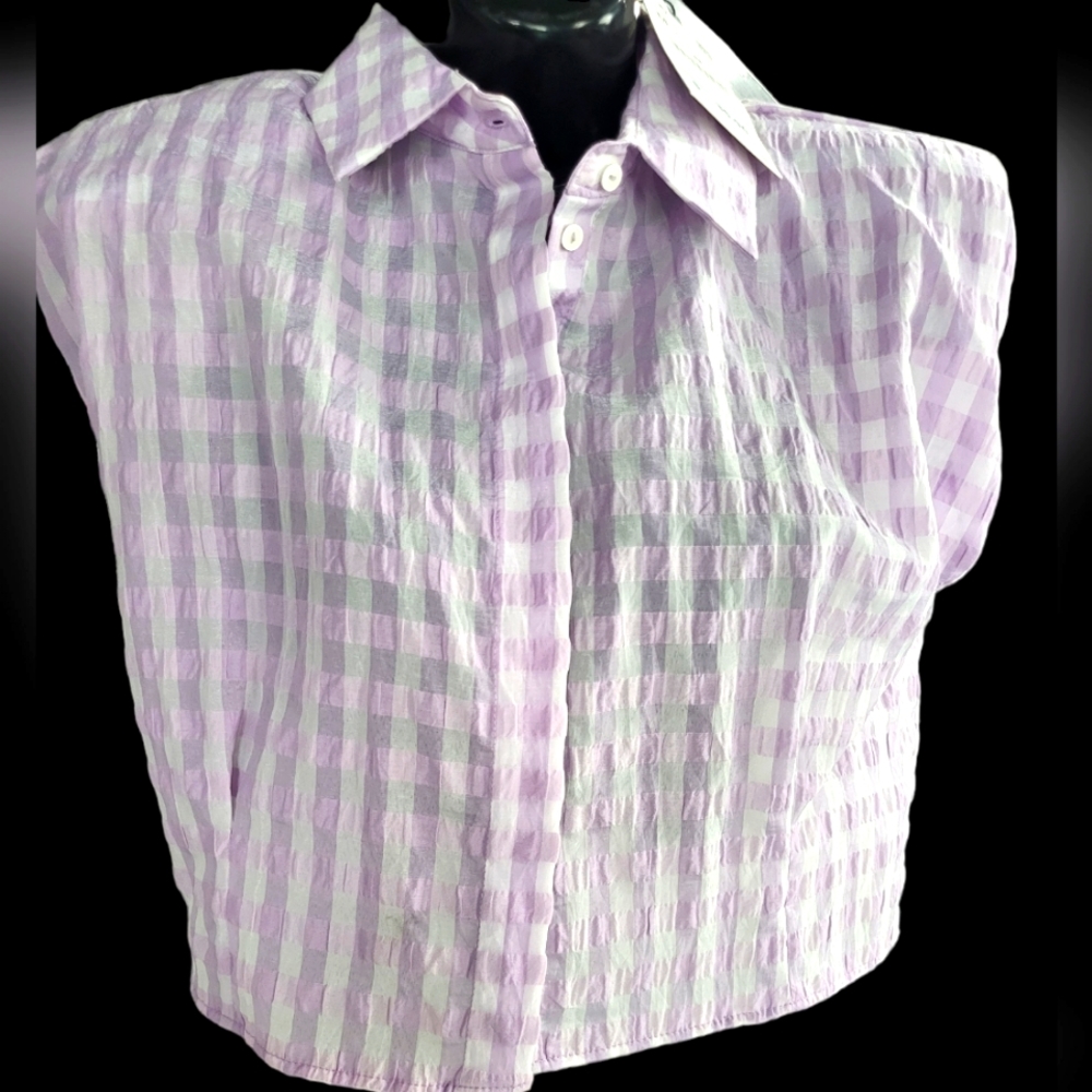 Womens Zara shirt checkered light purple size M